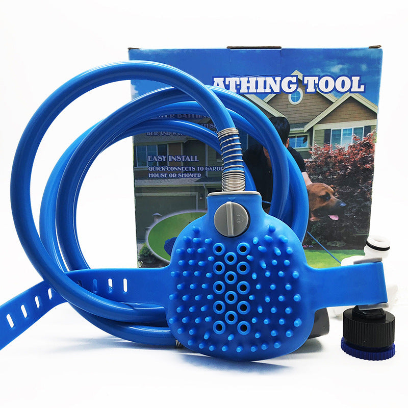 πΏπ Outdoor Pet Shower Bath Brush β Portable 2.5M Hose w/ Adapters!