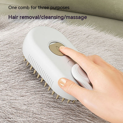 💨🐾 3-in-1 Electric Steam Pet Brush – Comb, Detangle & Massage in One!