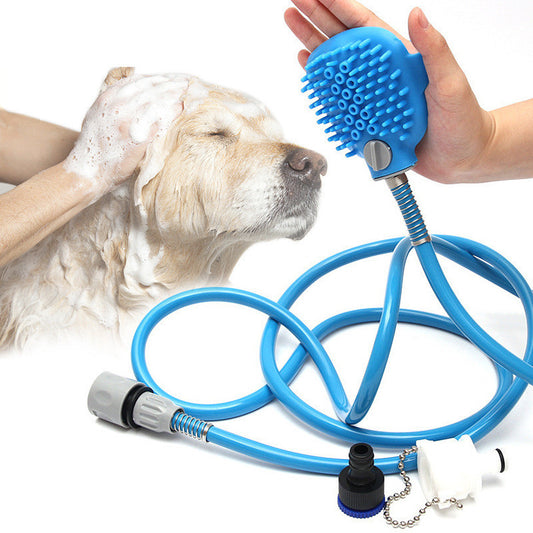 🚿🐕 Outdoor Pet Shower Bath Brush – Portable 2.5M Hose w/ Adapters!