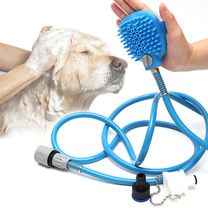 🚿🐕 Outdoor Pet Shower Bath Brush – Portable 2.5M Hose w/ Adapters!